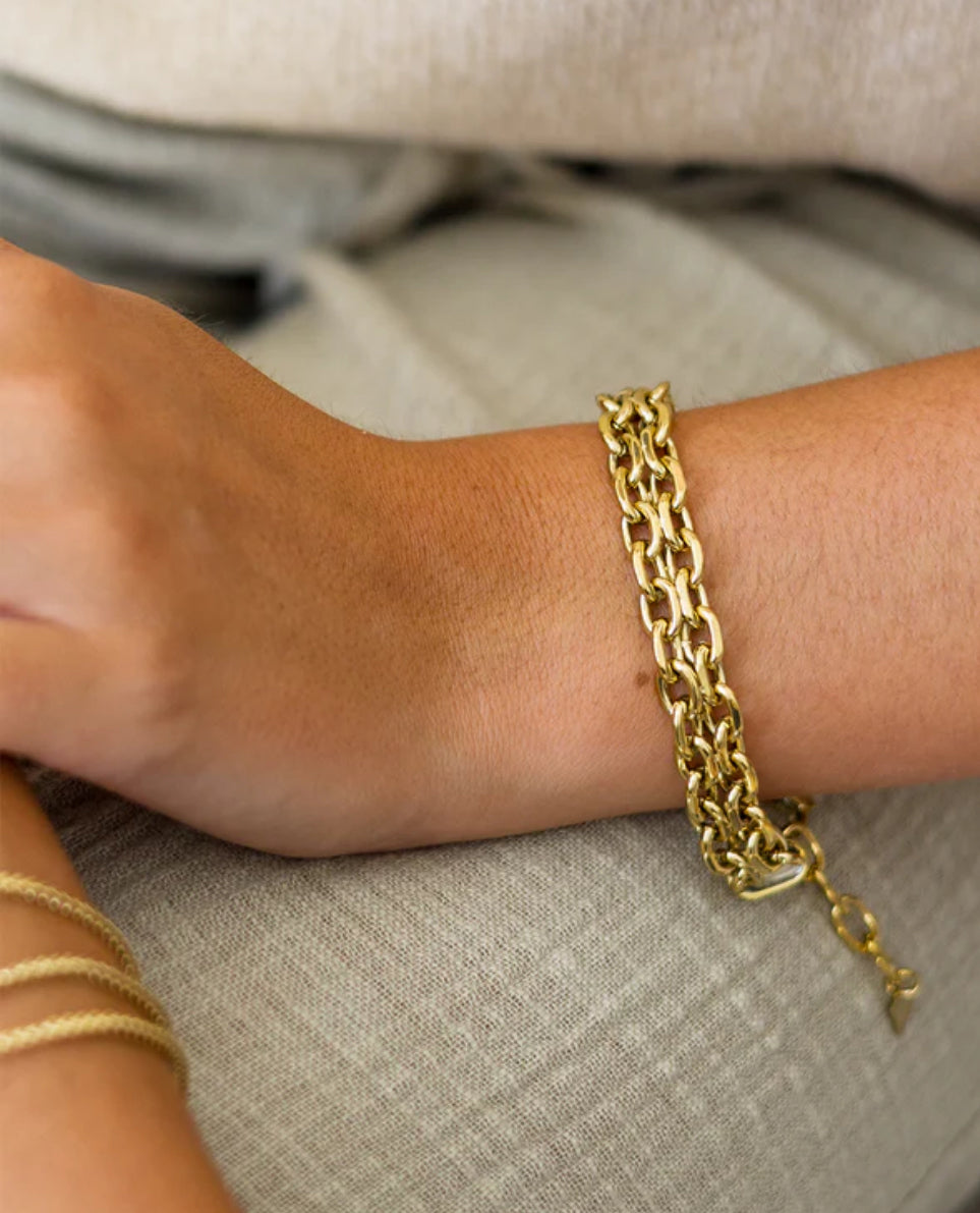 ZAG Bijoux Gliederarmband Zweireihig Edelstahl Gold Plattiert