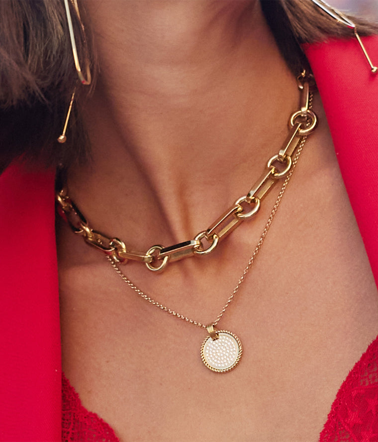 ZAG Bijoux Gliederkette Statement Collier Cyrano Edelstahl Vergoldet 48 cm Lang