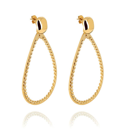 ZAG Bijoux Große Ohrringe Tropfenform Gold Plattiert Edelstahl Ketten-Detail