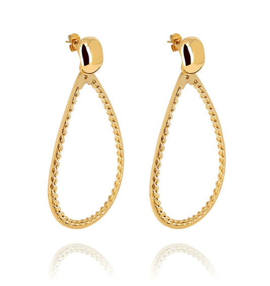 ZAG Bijoux Große Ohrringe Tropfenform Gold Plattiert Edelstahl Ketten-Detail
