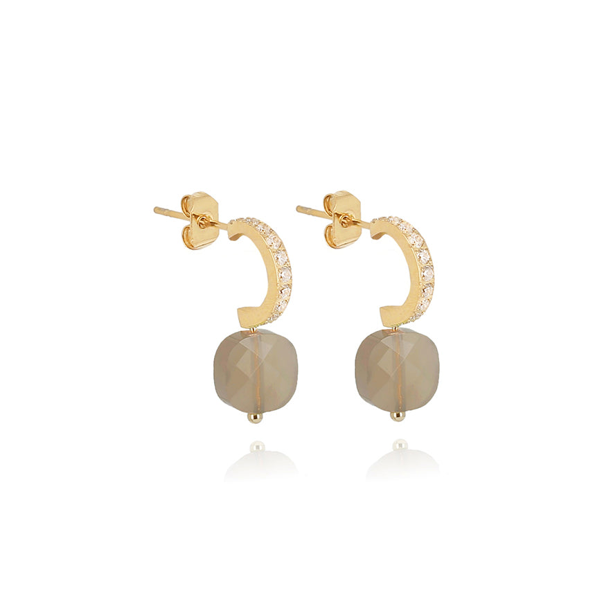 ZAG Bijoux Halbcreolen Klein Pavé Zirkonia Chalcedon Facettiert Stacking-Look