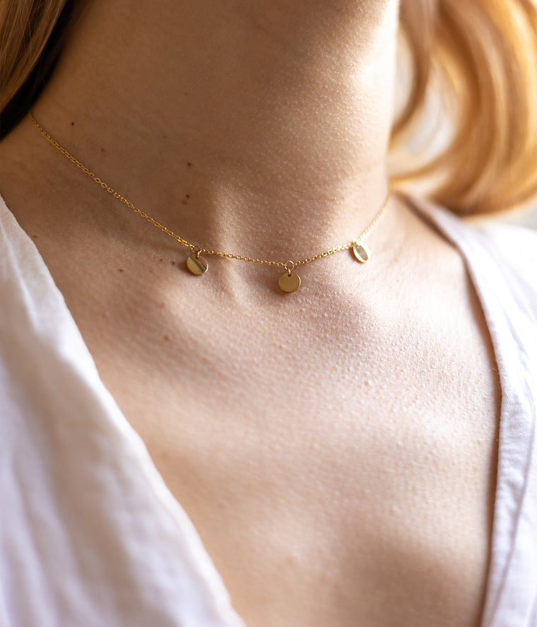 ZAG Bijoux Kette Rückenkette Plättchen Dots Edelstahl Gold Plattiert Detail 2