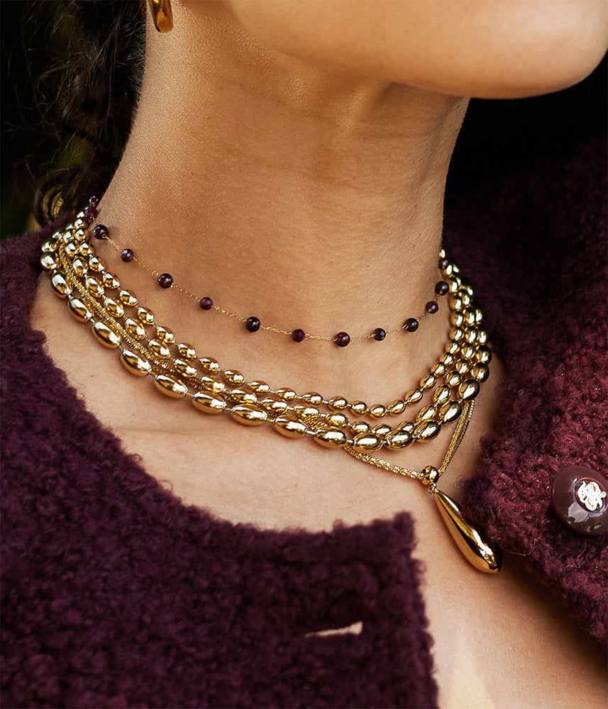 ZAG Bijoux Kette Caddy Erbsglieder 3-reihig Edelstahl Vergoldet Detail