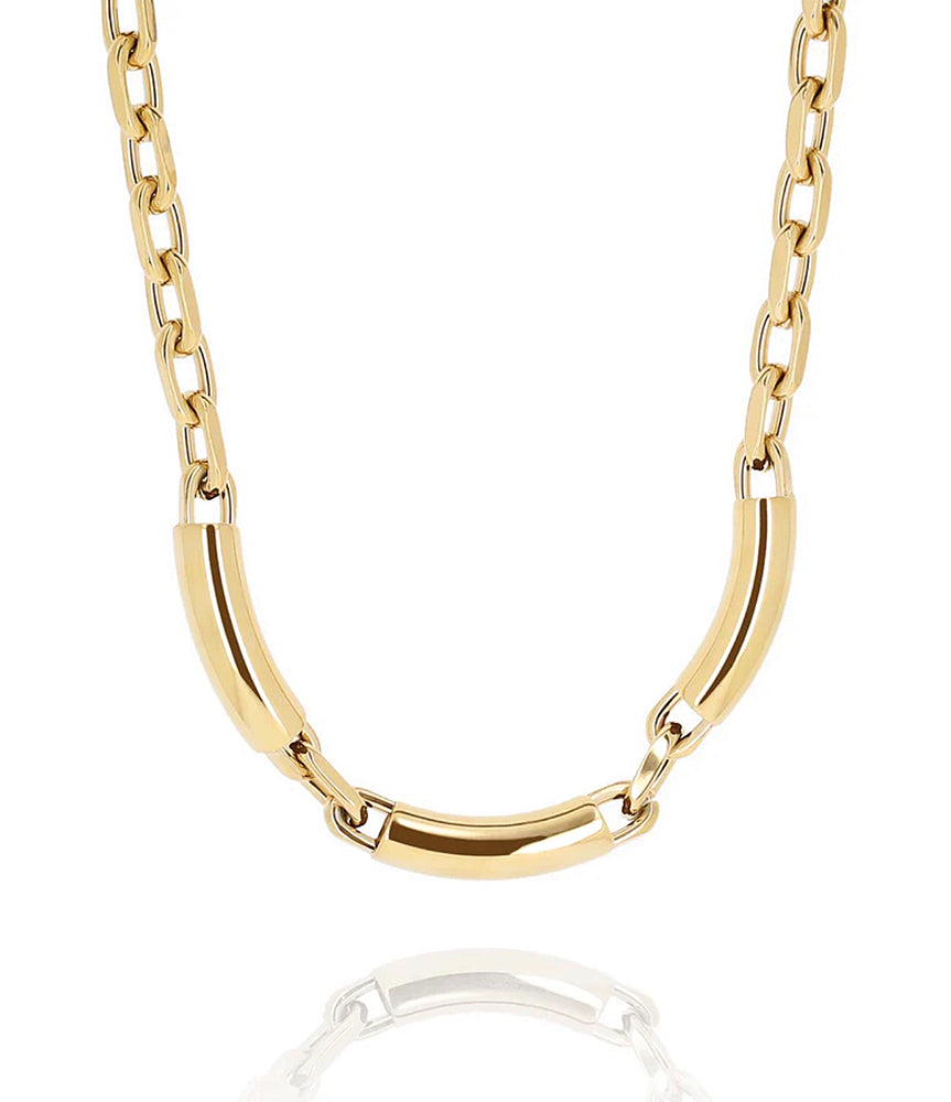 ZAG Bijoux Kette Coggia Edelstahl Vergoldet Röhren Erbskette
