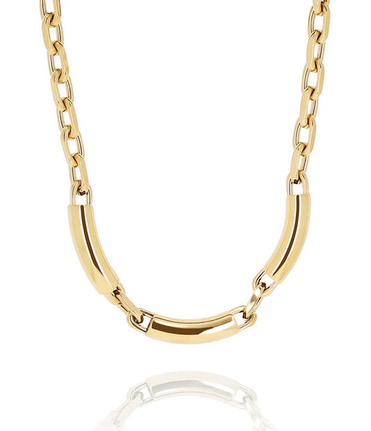 ZAG Bijoux Kette Coggia Edelstahl Vergoldet Röhren Erbskette
