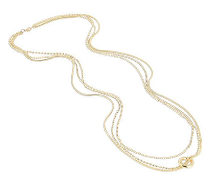 ZAG Bijoux Kette Dreireihig Kugelkette Panzerkette Schlangenkette Ring-Anhänger 90 cm Lang Edelstahl Gold Plattiert