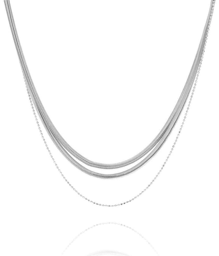 ZAG Bijoux Kette Dreireihig Verschiedene Kettenmuster Edelstahl Silber