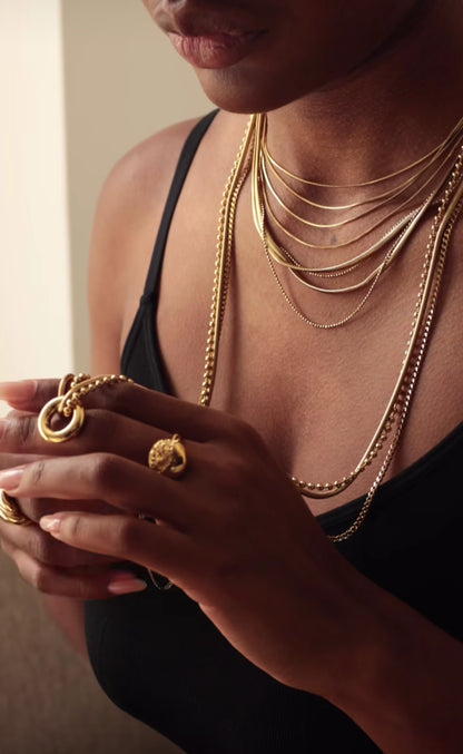 ZAG Bijoux Kette Dreireihig Verschiedene Kettenmuster Gold Plattiert Layering-Look