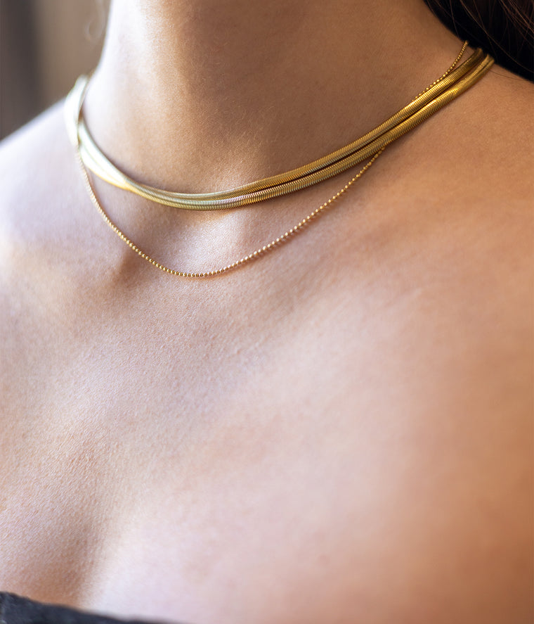 ZAG Bijoux Kette Dreireihig Verschiedene Kettenmuster Edelstahl Gold Plattiert Model