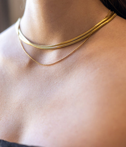 ZAG Bijoux Kette Dreireihig Verschiedene Kettenmuster Edelstahl Gold Plattiert Model