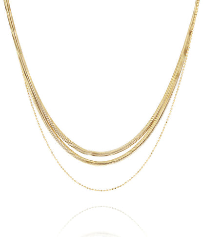ZAG Bijoux Kette Dreireihig Verschiedene Kettenmuster Edelstahl Gold Plattiert