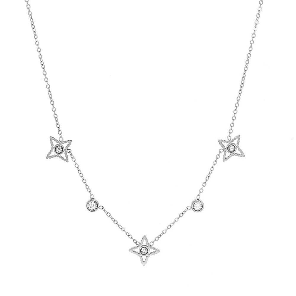ZAG Bijoux Kette Sterne Zirkonia Edelstahl Silber Layering-Look
