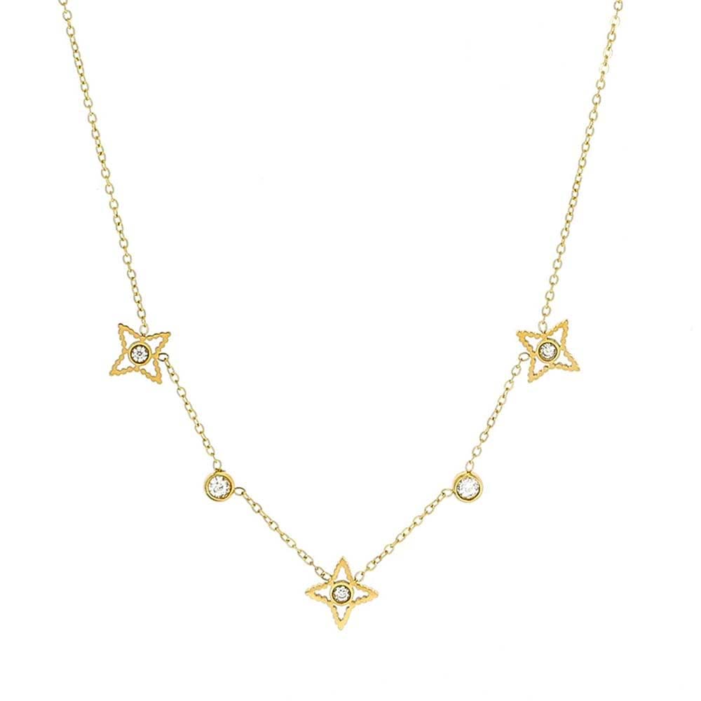 ZAG Bijoux Kette Sterne Zirkonia Vergoldet Edelstahl Layering-Look