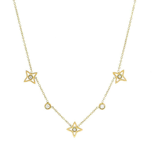 ZAG Bijoux Kette Sterne Zirkonia Vergoldet Edelstahl Layering-Look