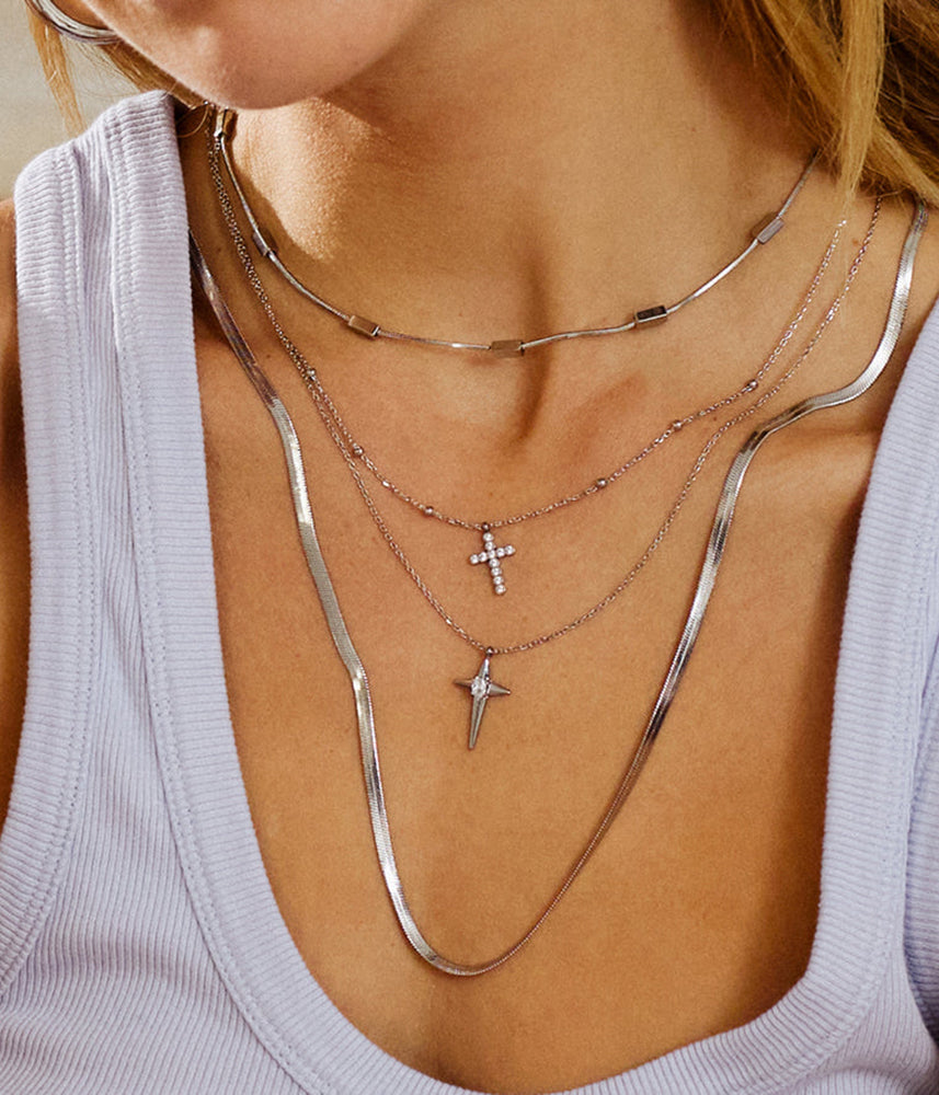 ZAG Bijoux Kette Kreuz Zirkonia Edelstahl Layering-Look Model