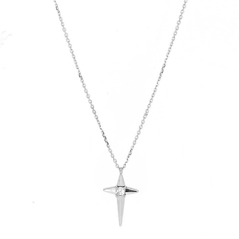 ZAG Bijoux Kette Kreuz Zirkonia Edelstahl Silberfarben Layering-Look