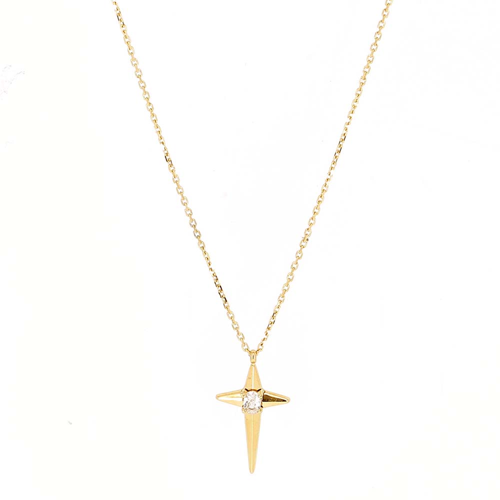 ZAG Bijoux Kette Kreuz Zirkonia Vergoldet Edelstahl Layering-Look