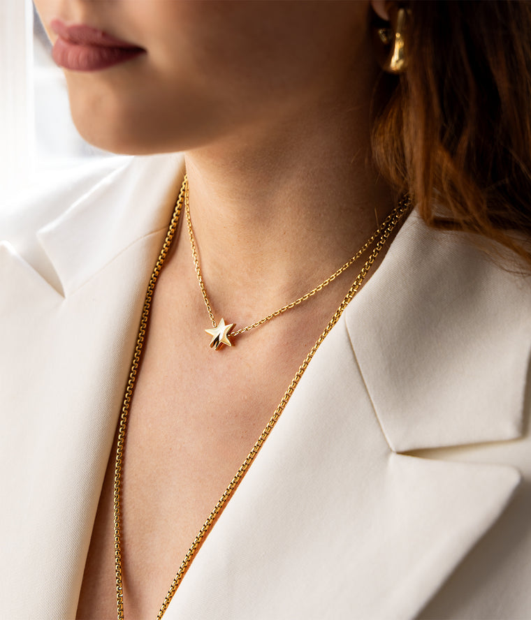 ZAG Bijoux Ankerkette Stern Edelstahl Gold Plattiert Längenverstellbar Model