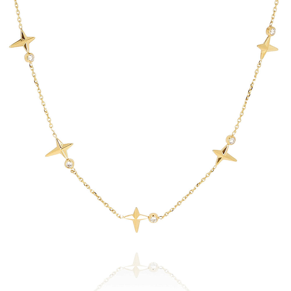 ZAG Bijoux Kette Kreuzmotive Zirkonia Vergoldet Edelstahl Layering-Look