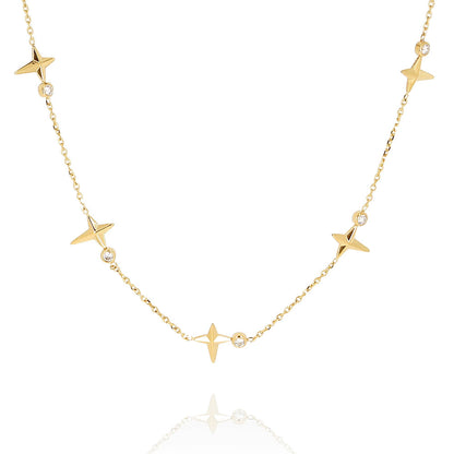 ZAG Bijoux Kette Kreuzmotive Zirkonia Vergoldet Edelstahl Layering-Look