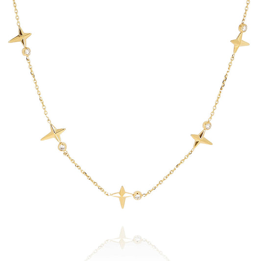 ZAG Bijoux Kette Kreuzmotive Zirkonia Vergoldet Edelstahl Layering-Look