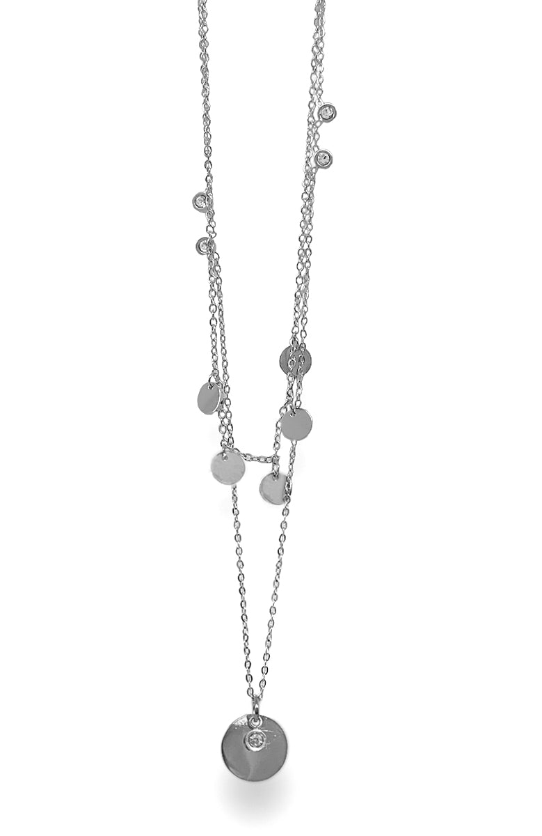 ZAG Bijoux Kette Doppelreihig Dots Plättchen Zirkonia Edelstahl Silber Layering-Look