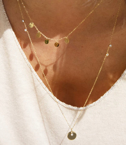 ZAG Bijoux Kette Doppelreihig Dots Plättchen Zirkonia Edelstahl Vergoldet Layering-Look