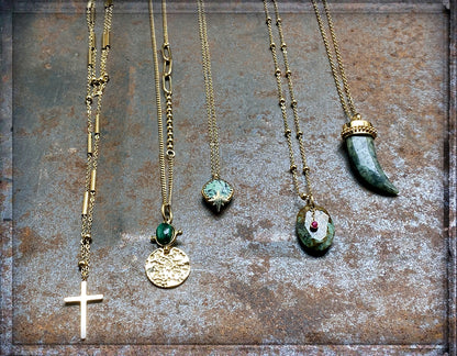 ZAG Bijoux Ketten Naturstein-Anhänger Edelstahl Gold Plattiert Layering-Look