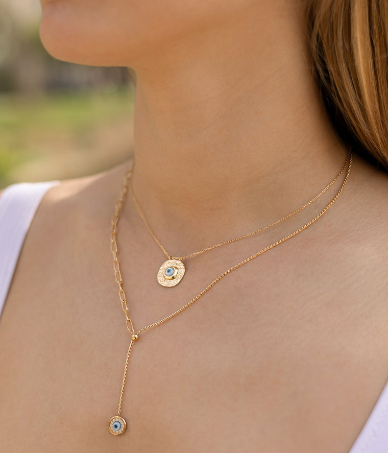 ZAG Bijoux Ketten Nazar Eye gehämmert Layering-Look