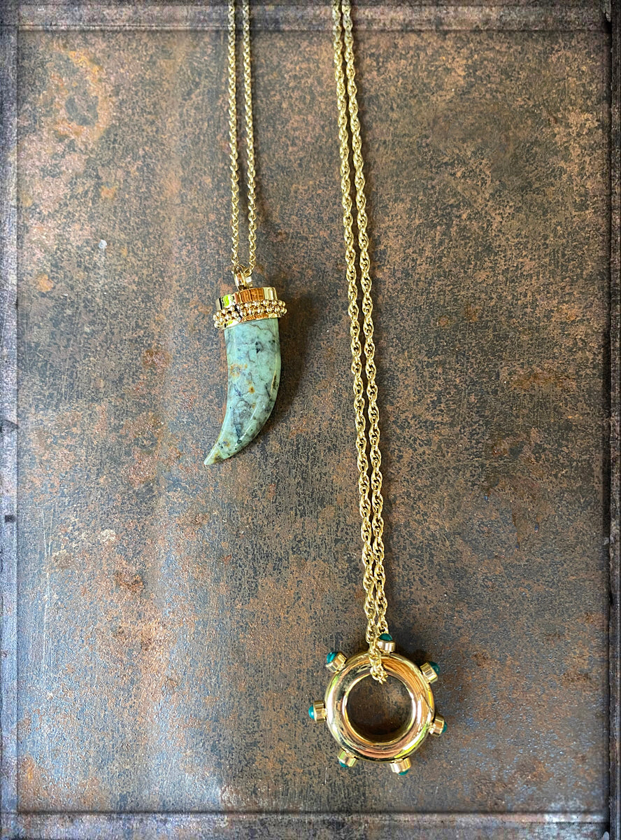 ZAG Bijoux Ketten Ringanhänger Zahn Edelstahl Gold Plattiert Layering-Look