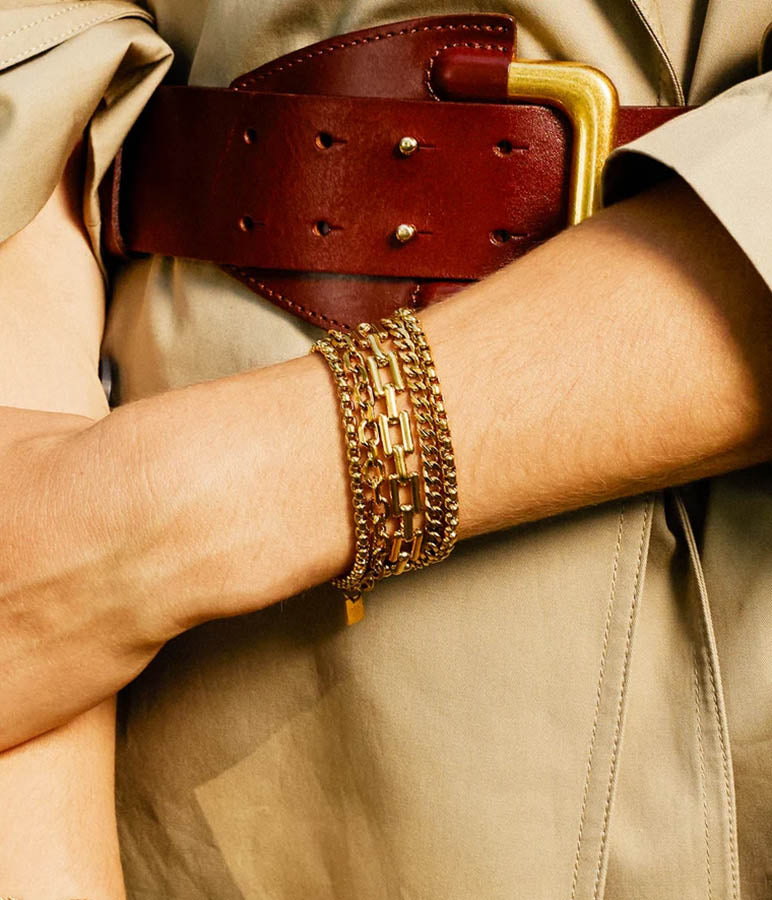 ZAG Bijoux Breites Kettenarmband 5-reihig Gold Plattiert Layering-Look Model