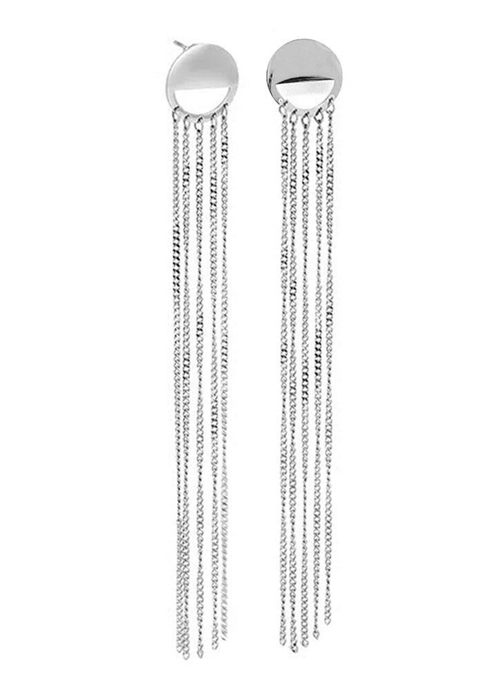 ZAG Bijoux Kettenohrringe Fünfreihig Panzermuster 12 cm Lang Edelstahl Silber