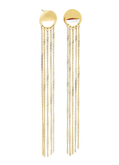 ZAG Bijoux Kettenohrringe Fünfreihig Panzermuster 12 cm Lang Gold Plattiert Edelstahl
