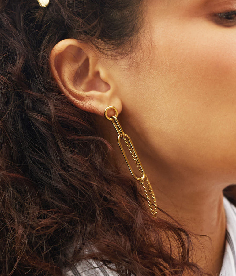 Zag Bijoux Ohrringe Solis Kettendesign Lang Edelstahl Gold Plattiert