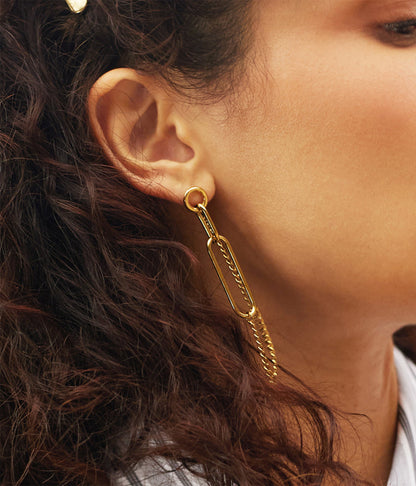 Zag Bijoux Ohrringe Solis Kettendesign Lang Edelstahl Gold Plattiert