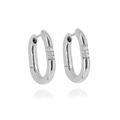 ZAG Bijoux Klappcreolen Oval Pavé Zirkonia Edelstahl Silber