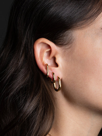 ZAG Bijoux Klappcreolen Oval Pavé Zirkonia Edelstahl Gold Plattiert Model