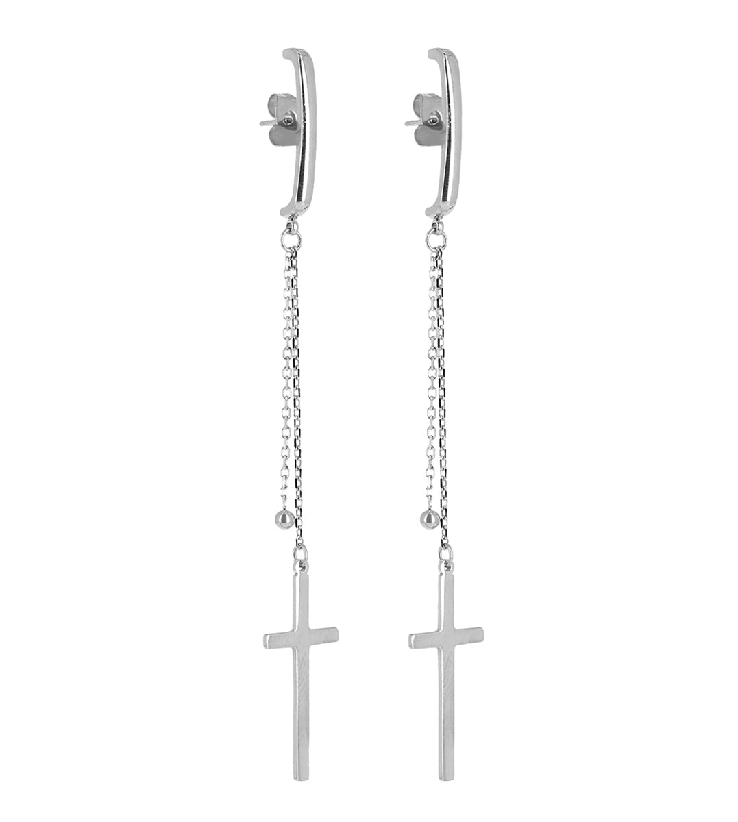 ZAG Bijoux Lange Kreuzohrringe Ketten-Design Edelstahl Silber