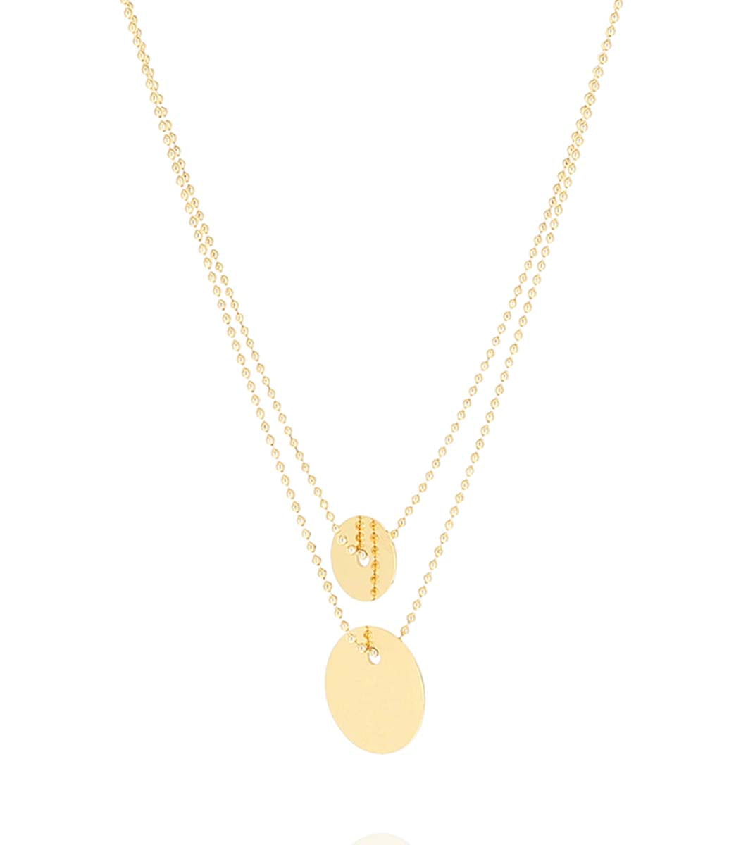 ZAG Bijoux Kugelkette Zweireihig Anhänger Edelstahl Gold Plattiert Längenverstellbar