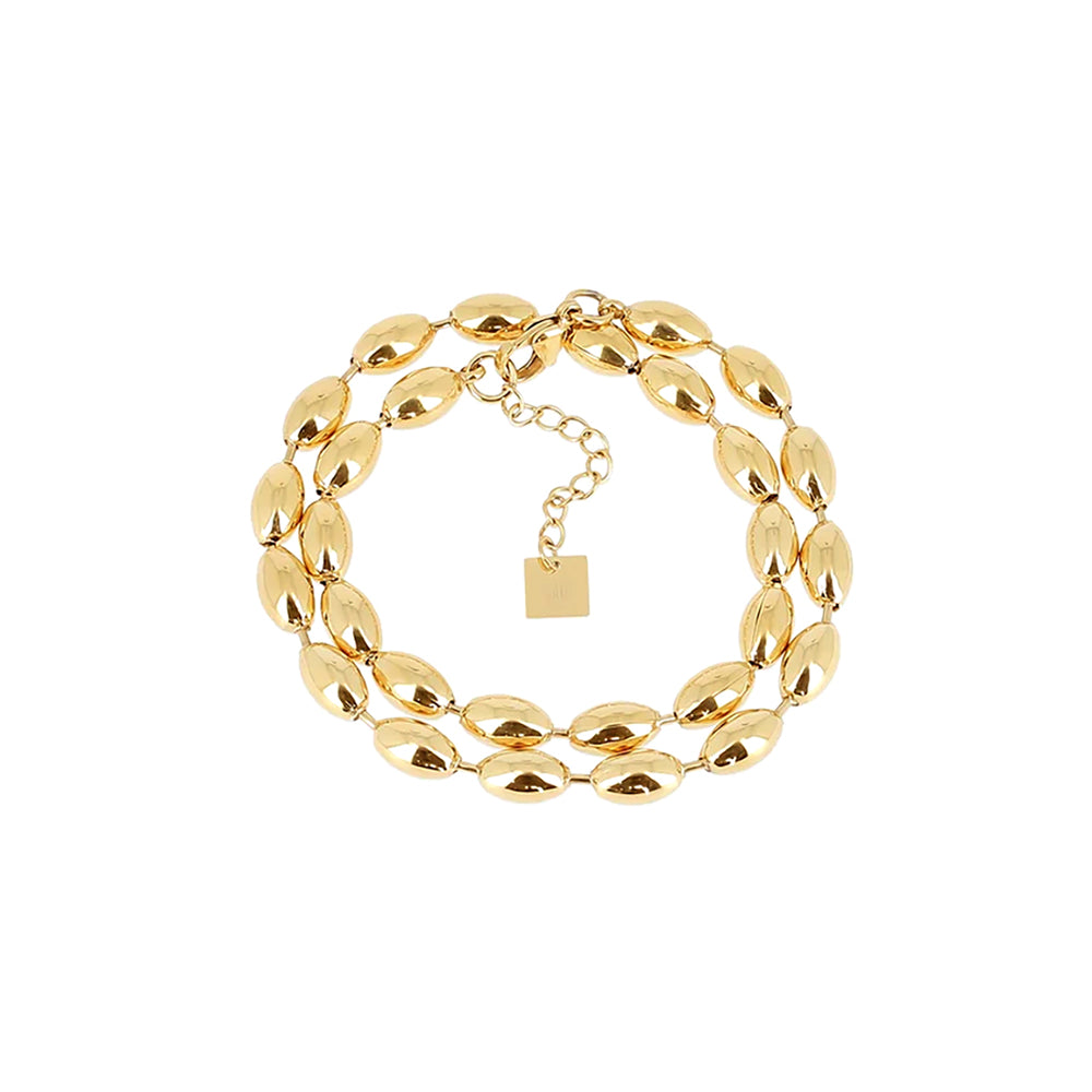 ZAG Bijoux Kurze Erbskette Nyra Ovale Glieder Edelstahl Gold Plattiert Wickel-Armband