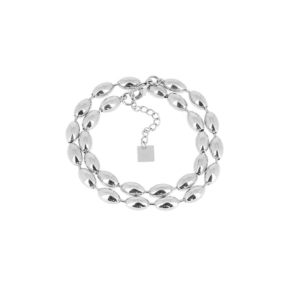 ZAG Bijoux Kurze Erbskette Nyra Ovale Glieder Edelstahl Silber Wickel-Armband