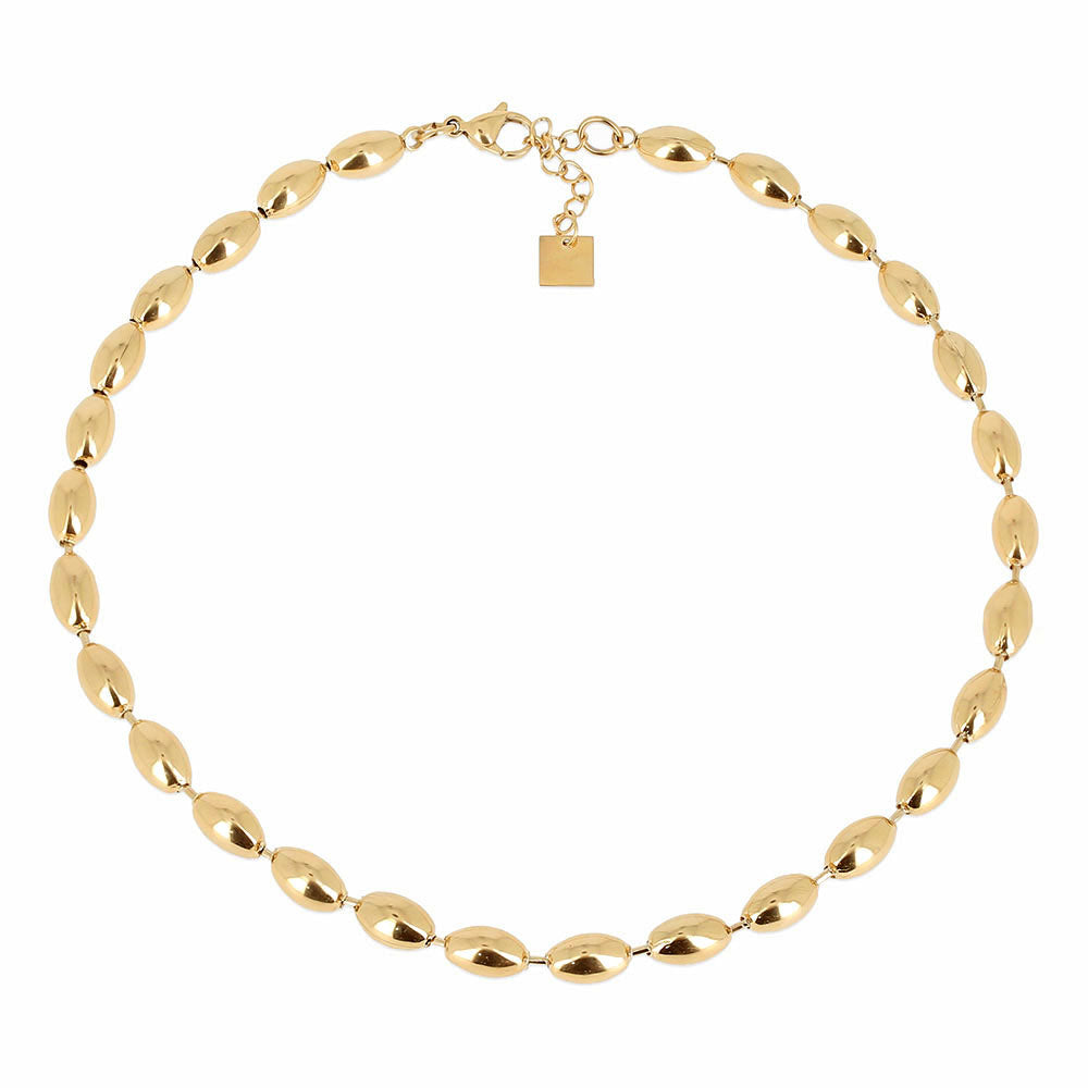ZAG Bijoux Kurze Erbskette Nyra Ovale Glieder Edelstahl Vergoldet Wickel-Armband