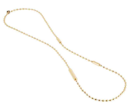 ZAG Bijoux Lange Statement Kette Partinello Ovales Erbsmuster Röhren-Elemente Edelstahl Vergoldet