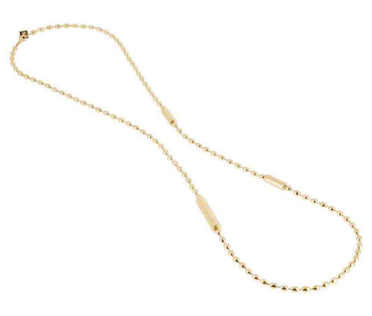 ZAG Bijoux Lange Statement Kette Partinello Ovales Erbsmuster Röhren-Elemente Edelstahl Vergoldet
