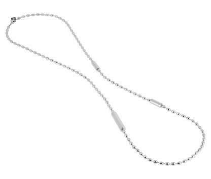 ZAG Bijoux Lange Statement Kette Partinello Ovales Erbsmuster Röhren-Elemente Edelstahl