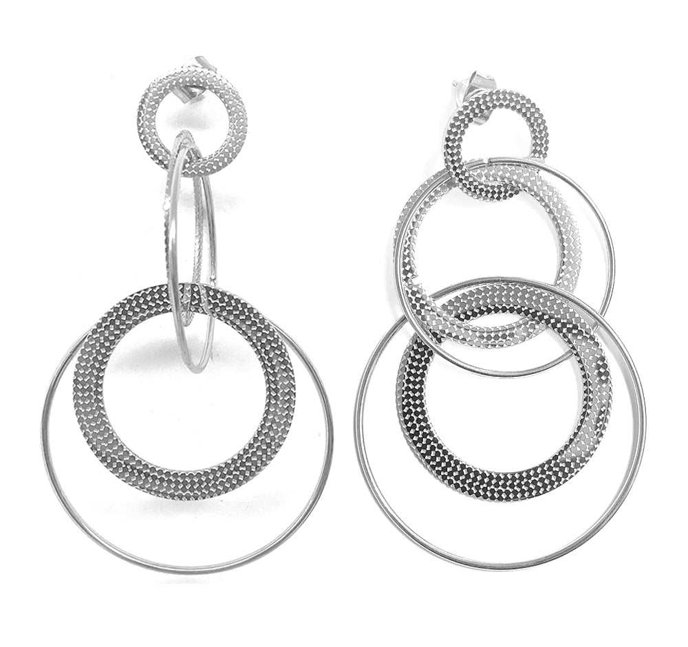 ZAG Bijoux Ohrringe Circles Beweglich 7 cm Lang Edelstahl Silber