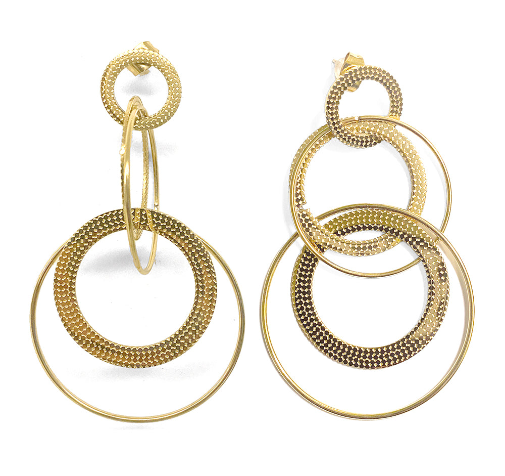 ZAG Bijoux Ohrringe Circles Ringe Beweglich 7 cm Lang Gold Plattiert
