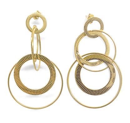 ZAG Bijoux Ohrringe Circles Ringe Beweglich 7 cm Lang Gold Plattiert