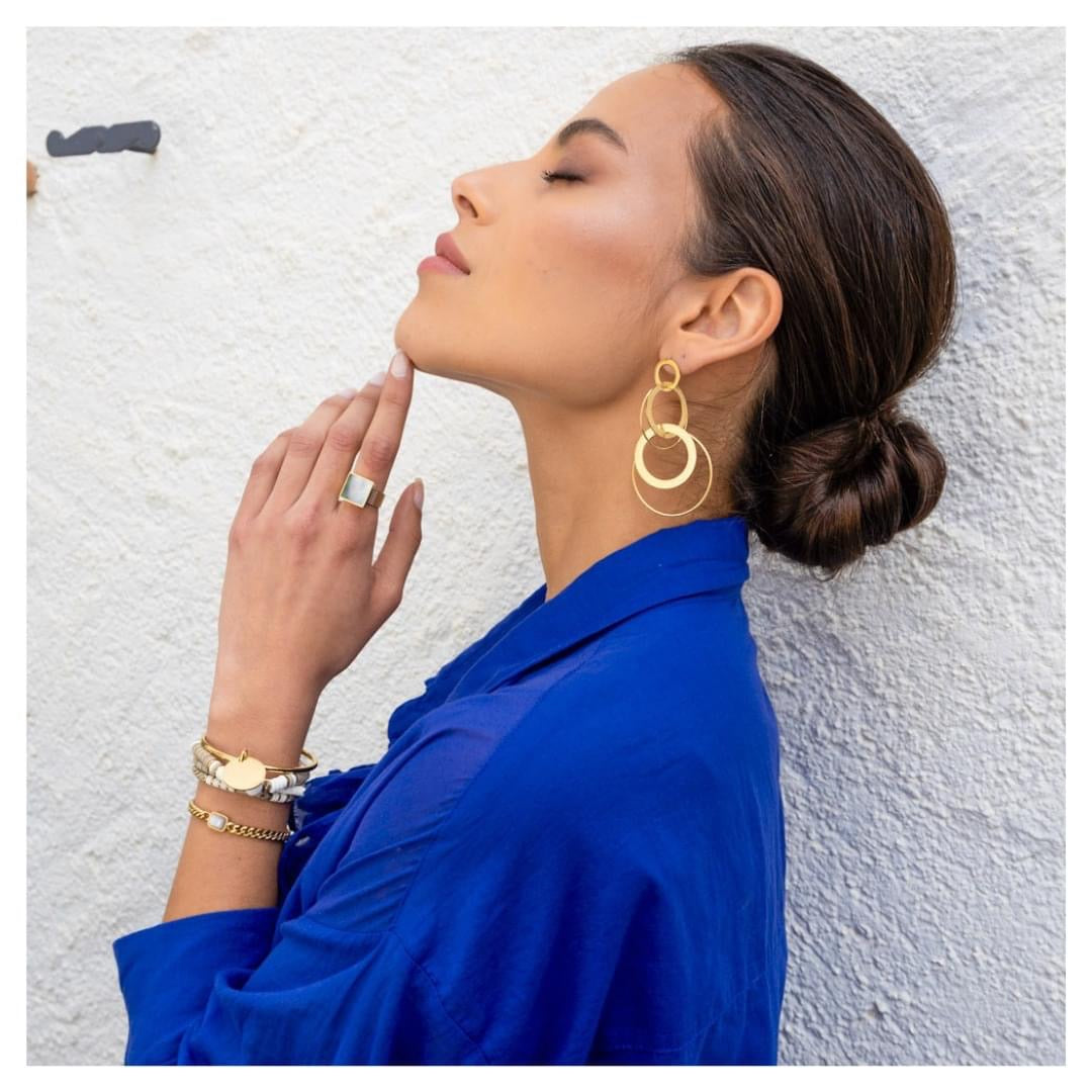 ZAG Bijoux Ohrringe Circles Beweglich 7 cm Lang Gold Plattiert Model