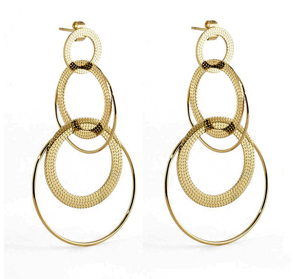 ZAG Bijoux Ohrringe Circles Beweglich 7 cm Lang Gold Plattiert